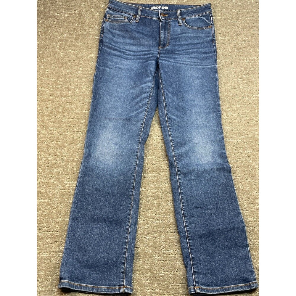 Lands’ End Woman’s Straight Leg Medium Wash Jeans Size 12 Stretch